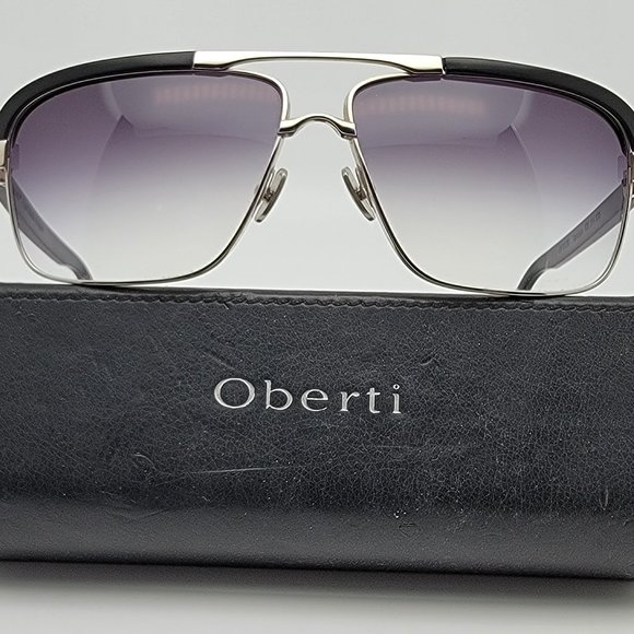 Oberti DO 3136 Black Silver Titanium Frame Grey Gradient Lens Sunglasses w/ Case main image 5